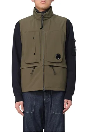 C.P. Company Homme, Vestes, Vert, Taille: M Gilet Noir Soft Shell Goggle