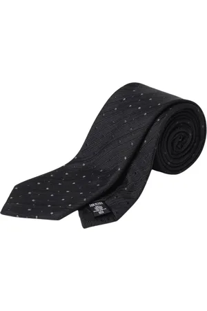 Emporio Armani Homme, Accessoires, Noir, Taille: ONE Size Cravate Classique Noire à Pois en Soie
