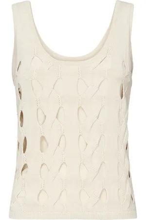 Pinko Femme, Tops, Blanc, Taille: 40 FR Pull sans Manches Blanc Col Rond