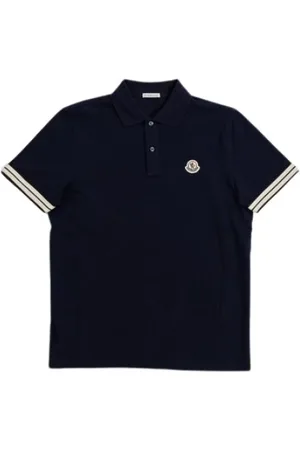 Moncler Homme, Tops, Noir, Taille: 2XL Polo en coton bleu marine