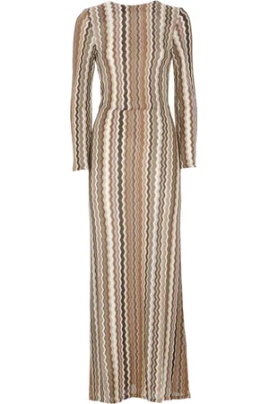 MC2 SAINT BARTH Femme, Robes, Brun, Taille: 40 FR Robe Marron à Motif Chevron avec Lurex