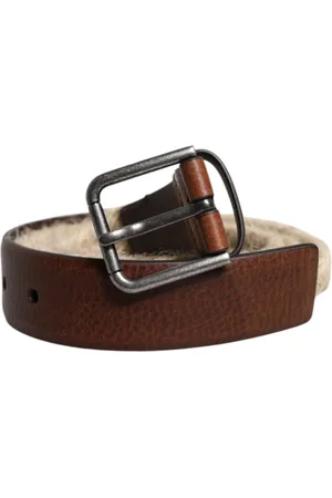 Dolce & Gabbana Homme, Accessoires, Brun, Taille: 100 CM Ceinture de luxe en cuir tissé avec boucle en métal