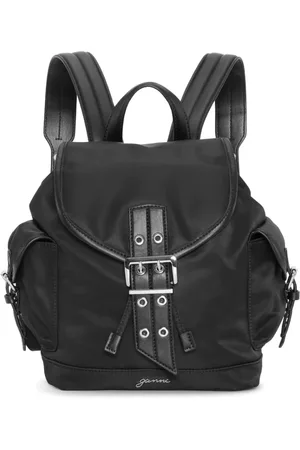 Ganni Femme, Sacs, Noir, Taille: ONE Size Sac à Dos Noir avec Repli et Cordon de Serrage