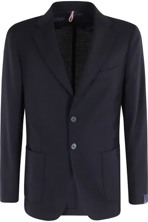 Biagio Santaniello Homme, Vestes, Bleu, Taille: 3XL Blazer Bleu Hopsack Stretch