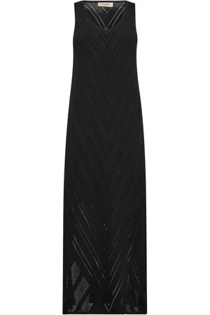 Mos Mosh Femme, Robes, Noir, Taille: 42 FR Robe en Tricot Élégante avec Col en V