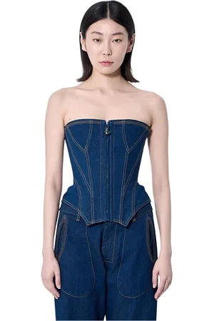 Vivienne Westwood Femme, Tops, Bleu, Taille: 36 FR Orb Hardware Corset à Construction en Panneaux