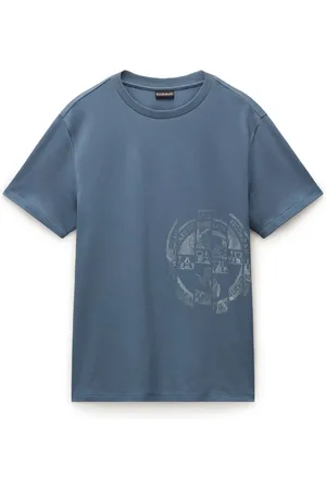 Napapijri Homme, Tops, Bleu, Taille: S T-shirt en Coton à Manches Courtes