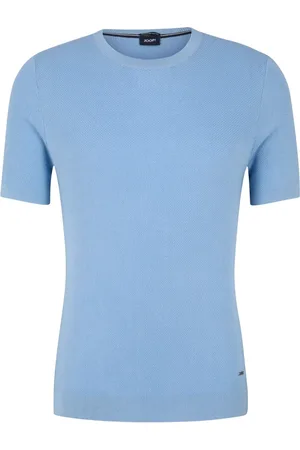 JOOP! Homme, Pulls, Bleu, Taille: M T-shirt Bleu Clair avec Motif Texturé Fin