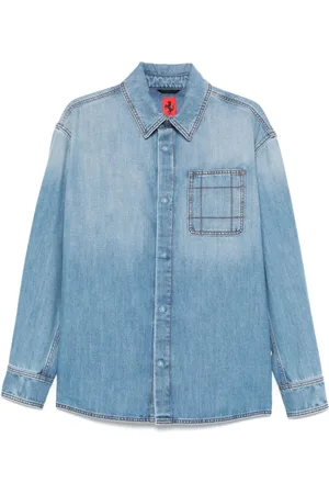 FERRARI Homme, Chemises, Bleu, Taille: L Chemises en Denim avec Logo Patch
