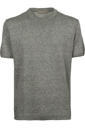 Daniele Fiesoli Homme, Pulls, Gris, Taille: XL T-shirt Gris en Lin et Coton à Col Rond
