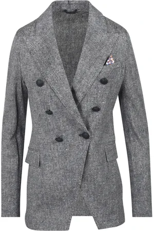Circolo Femme, Vestes, Bleu, Taille: 40 FR Blazer en coton à double boutonnage