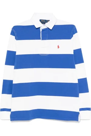 Ralph Lauren Homme, Tops, Bleu, Taille: L T-shirt bleu col rugby en twill