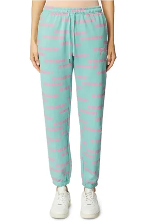 Guess Femme, Pantalons, Bleu, Taille: 36 FR Pantalon à taille à cordon bicolore avec logo