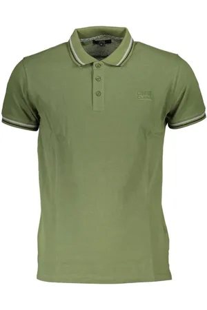 Roberto Cavalli Homme, Tops, Vert, Taille: M Polo en Coton Vert avec Broderie