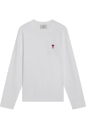 Ami Femme, Tops, Blanc, Taille: 38 FR T-shirt à manches longues col rond
