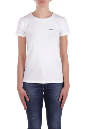 Barbour Femme, Tops, Blanc, Taille: 44 FR T-shirts et Polos Blancs Logo Avant