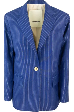 A PAPER KID Femme, Vestes, Bleu, Taille: 34 FR Veste en laine bleue avec bouton décoratif