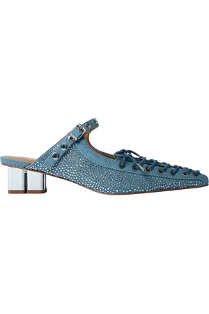 Ganni Femme, Chaussures, Bleu, Taille: 41 EU Mules en Denim à Talons Ornés