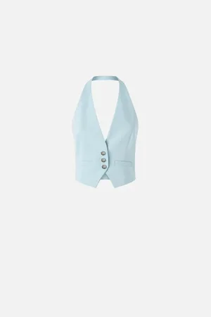 Pinko Femme, Vestes, Bleu, Taille: 36 FR Gilet Bleu Sur Mesure Cady