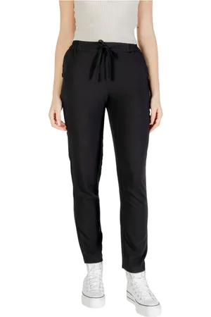 VERO MODA Femme, Pantalons, Noir, Taille: 40 FR Pantalon noir en viscose avec boucle