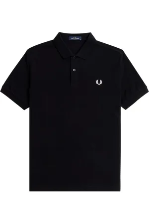 Fred Perry Homme, Tops, Noir, Taille: 2XL Polo Logo Noir Coton Manches Courtes
