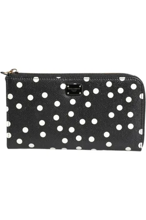 Dolce & Gabbana Femme, Accessoires, Noir, Taille: ONE Size Portefeuille en cuir à pois avec fermeture éclair