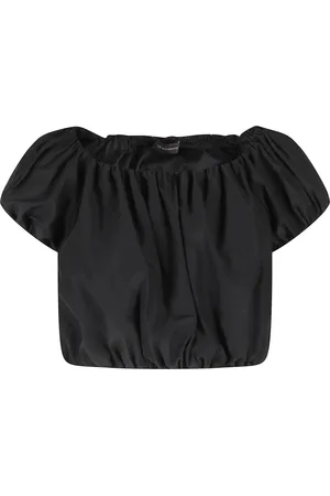 Andamane Femme, Blouses et Chemises, Noir, Taille: 34 FR Haut Noir en Taffetas de Coton Épaules Dénudées