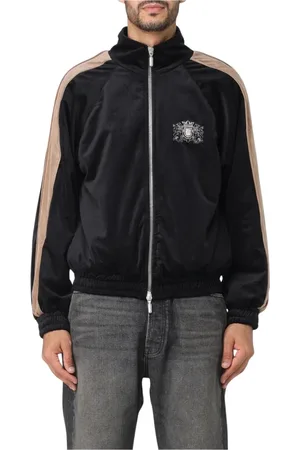 Rhude Homme, Vestes, Noir, Taille: M Veste de survêtement en velours noir avec détail de blason