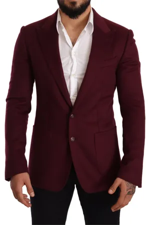 Dolce & Gabbana Homme, Vestes, Brun, Taille: M Maroon Cashmere Slim Fit Blazer