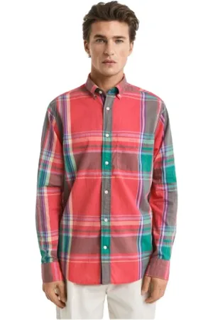 GANT Homme, Chemises, Rouge, Taille: XL Chemise en Coton à Carreaux Madras