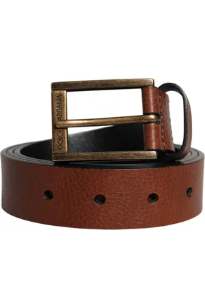 Dolce & Gabbana Homme, Accessoires, Brun, Taille: 105 CM Ceinture en Cuir à Boucle Métallique Classique