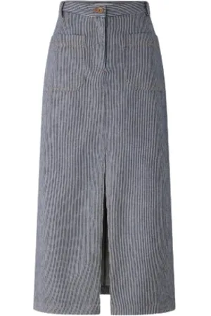 Sessun Femme, Jupes, Bleu, Taille: 36 FR Jupe Midi en mélange coton combinaison
