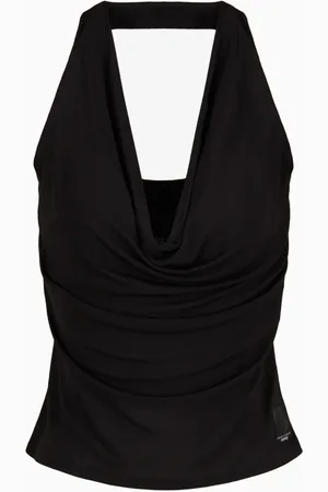 Armani Exchange Femme, Tops, Noir, Taille: 42 FR Haut Femme Élégant Col Halter