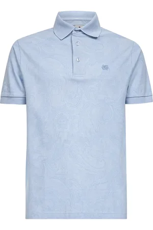 Etro Homme, Tops, Bleu, Taille: S Polo Jacquard Paisley Bleu Clair