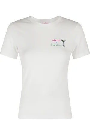 MC2 SAINT BARTH Femme, Tops, Blanc, Taille: 42 FR Esme T-shirt Blanc avec Broderie