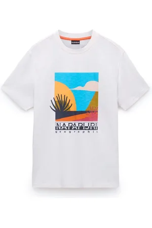 Napapijri Homme, Tops, Blanc, Taille: XL T-shirt Graphique à Manches Courtes