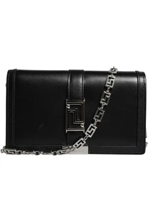 VERSACE Femme, Sacs, Noir, Taille: ONE Size Sac Bandoulière en Cuir de Luxe avec Chaîne