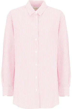 MC2 SAINT BARTH Femme, Blouses et Chemises, Rose, Taille: 36 FR Chemise Rose à Rayures en Coton Femme Col