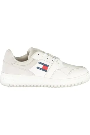 Tommy Hilfiger Homme, Chaussures, Blanc, Taille: 37 EU Baskets en Polyester Blanc avec Lacets, Détails Contrastés, Impression, Logo