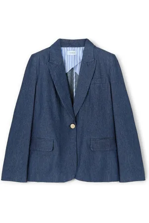Motivi Femme, Vestes, Bleu, Taille: 34 FR Blazer à simple boutonnage en denim mélangé lyocell