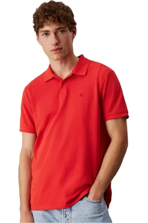 Calvin Klein Homme, Tops, Rouge, Taille: 2XL Polo Rouge Coupe Régular Brodé