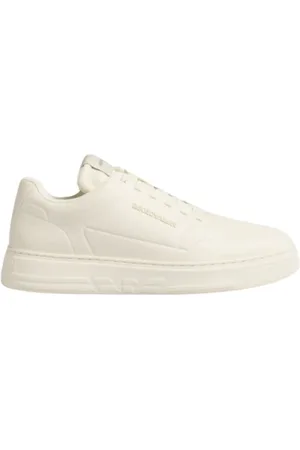 Emporio Armani Homme, Chaussures, Blanc, Taille: 43 EU Baskets Basse en Cuir Blanc