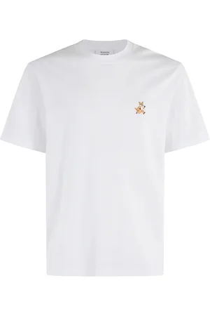 Maison Kitsuné Homme, Tops, Blanc, Taille: L Speedy Fox Patch T-Shirt Blanc Manches Courtes