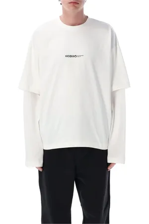 OAMC Homme, Tops, Blanc, Taille: S PeaceMaker Painted T-shirt à Manches Longues