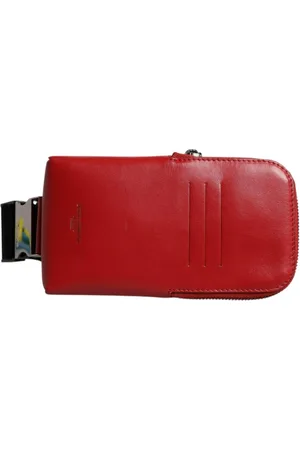 Dolce & Gabbana Homme, Sacs, Rouge, Taille: ONE Size Sac à Taille en Cuir de Veau Rouge avec Logo et Fermeture Éclair