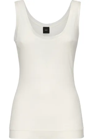 Pinko Femme, Tops, Blanc, Taille: 42 FR Pull Blanc en Coton avec Ourlet en Tulle