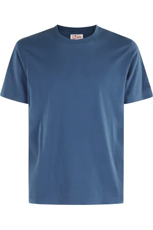 MC2 SAINT BARTH Homme, Tops, Bleu, Taille: L T-shirt col rond côtelé bleu marine à manches courtes