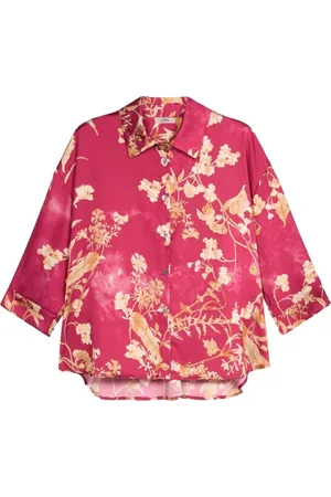 Oltre Femme, Blouses et Chemises, Rose, Taille: 38 FR Chemise en satin fantaisie