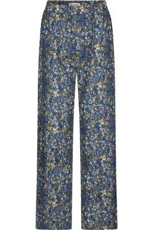 Lollys Laundry Femme, Pantalons, Multicolore, Taille: 44 FR Pantalon Bleu à Taille Élastique et Imprimé All-Over
