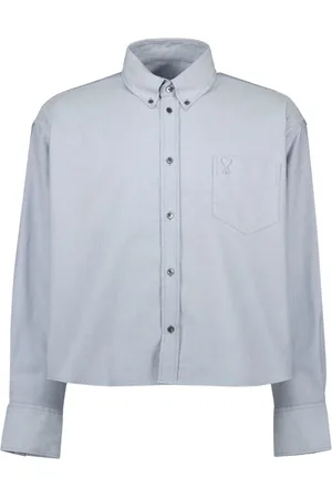 Ami Homme, Chemises, Gris, Taille: M Chemise Courte Oversize en Coton Biologique